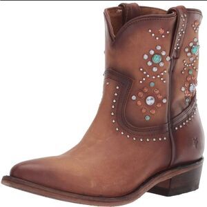 Frye Billy Stone Short Studded Cognac Boots